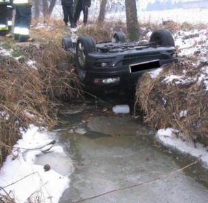 Samochód wpadł do potoku