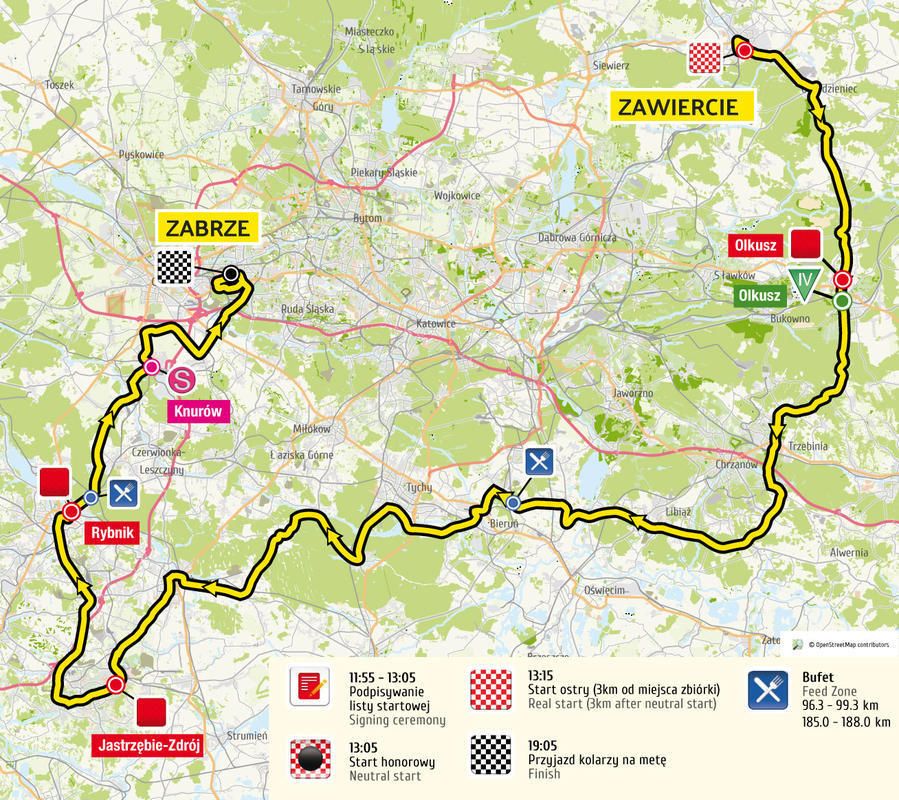 Mapa 4. etapu Tour de Pologne