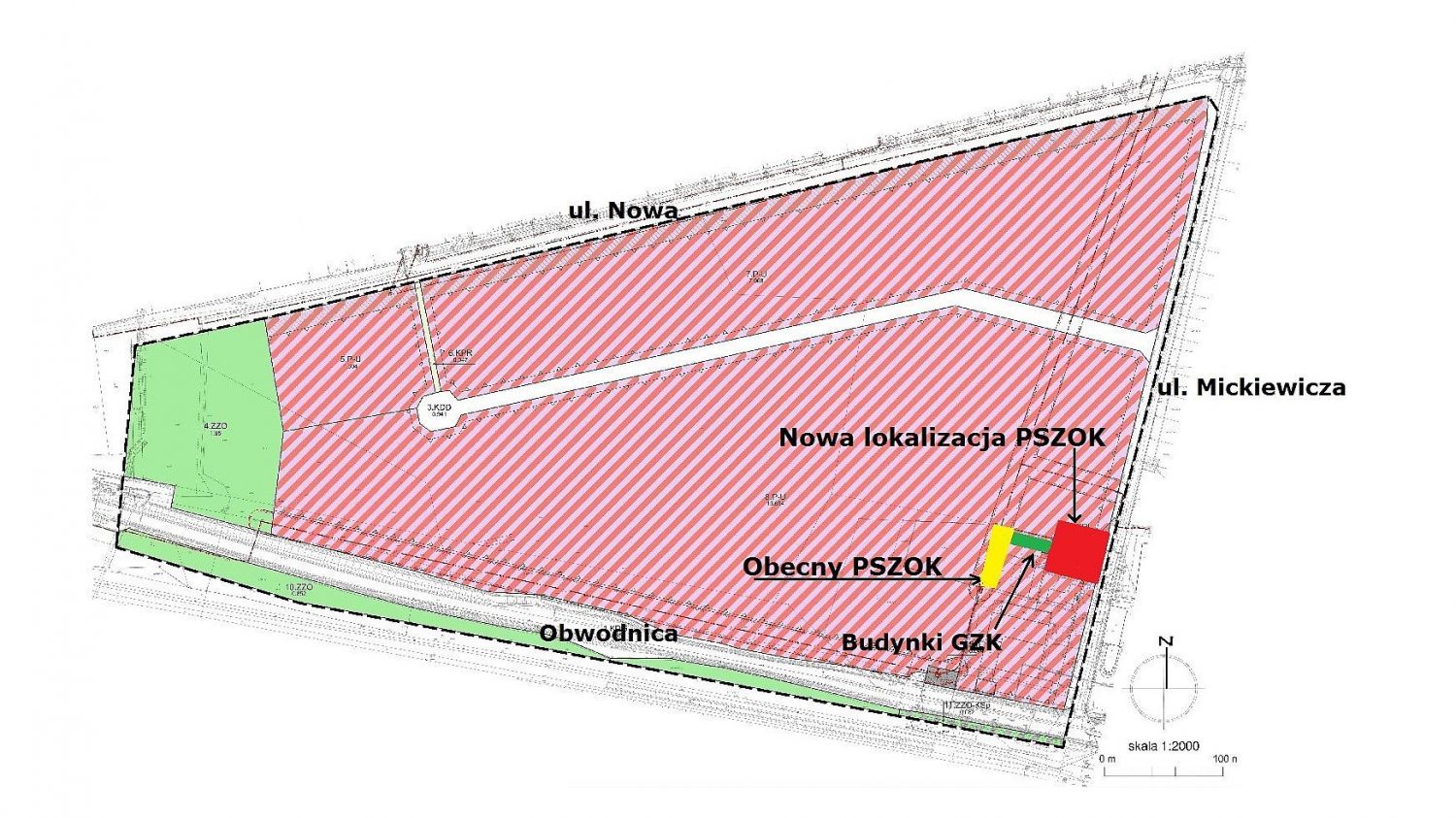 Obecna lokalizacja pszok-u i planowana nowa lokalizacja punktu (źródło: UG Pawłowice)