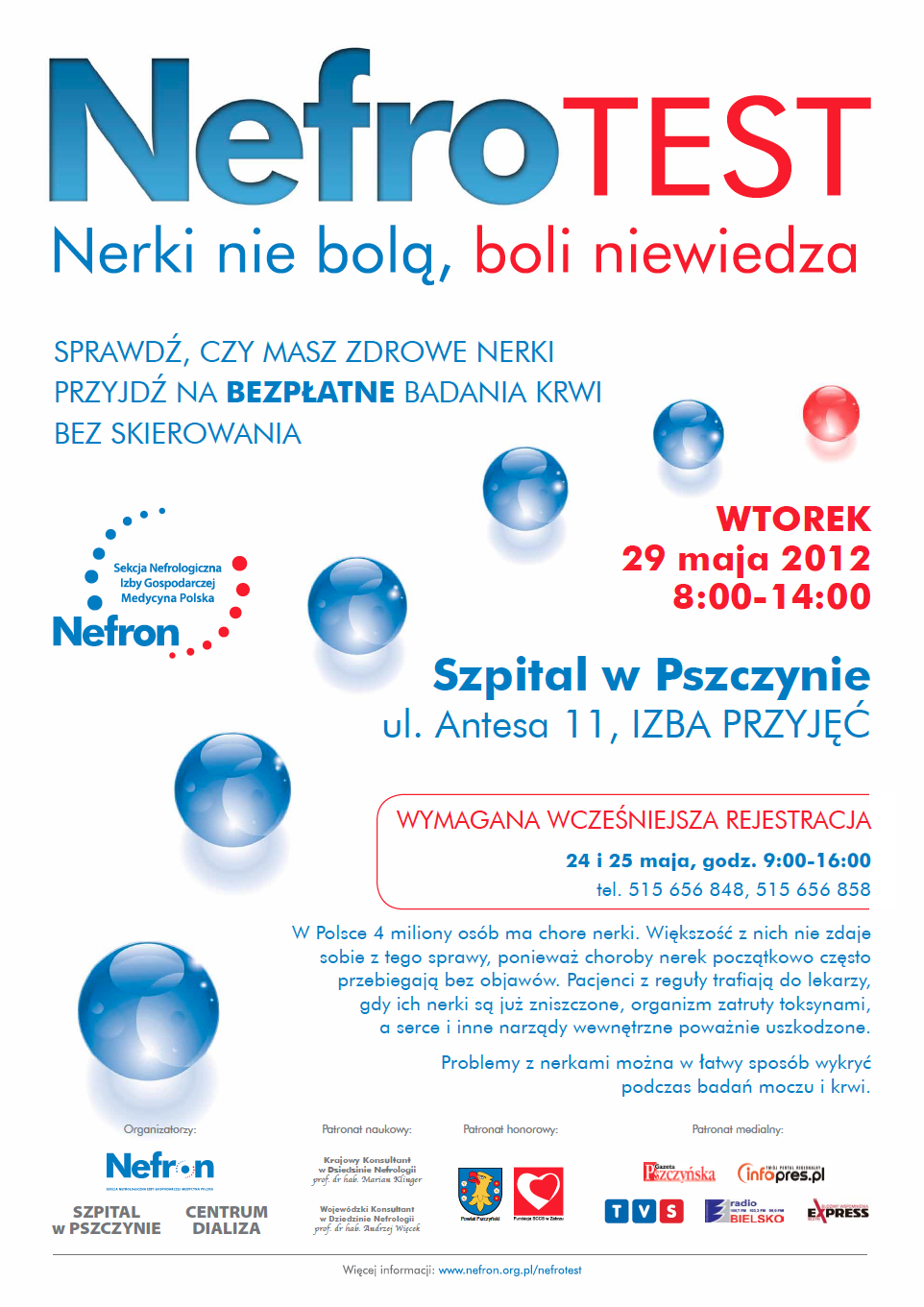 Kampania  „Nefrotest” rusza w Szpitalu w Pszczynie